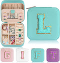 Parima Travel Jewelry Case for Girls Fashion, L Initial Blue Mini Box Airport Accessories Must Haves Gifts Girls, Aqua Blue