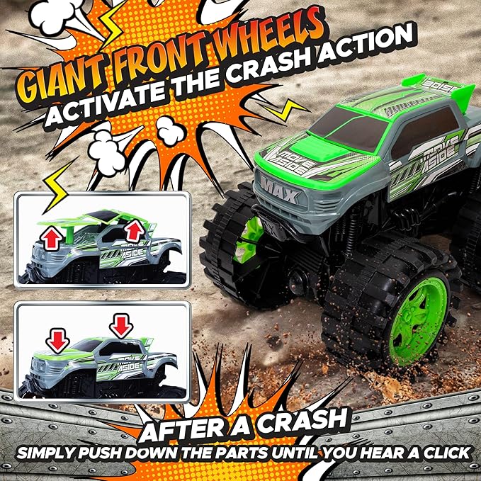Exploding Monster Truck Toy with Explosive Crash Sounds and Lights, Smash It Up Again and Again, 8.7” Monster Truck Toys for Boys Kids Ages 3, 4-7 & Above | Toddler Toys for 3 Year Old Boys Gift