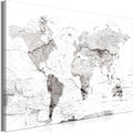 artgeist Pinboard World Map 35x24 in - Cork Board & Canvas Print Wall Art 1 pcs Memoboard with 50 Pins Noticeboard Message Board Image Picture Home Decor Travel Map k-C-10014-p-a