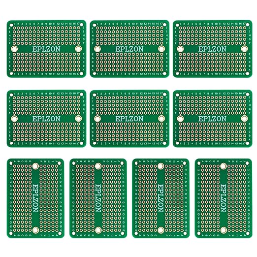 Solderable Breadboard Mini PCB Board Gold-Plated Solder Breadboard for DIY Electronics Projects Apply to Soldering Projects 2.0"x1.5" Mixed Color(Pack of 10 Pcs,Green)