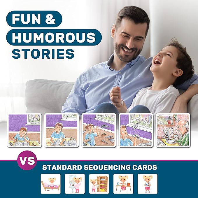 Story Cues Skilled Sequencing Cards, Speech Therapy Materials, Social Skills Game, English Language Learners Games, Storytelling Cards, Sentence Building and Picture Cards