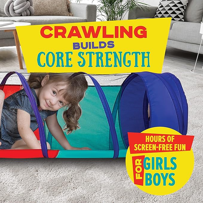 Kiddey Play Tunnel Pop Up Tunnel Toys for Toddlers, Kids Multicolored Tunnel for Indoor/Outdoor Fun, Crawl & Play, Obstacle Course for Kids Gifts for Toddlers - Balls Not Included (2 Pk)