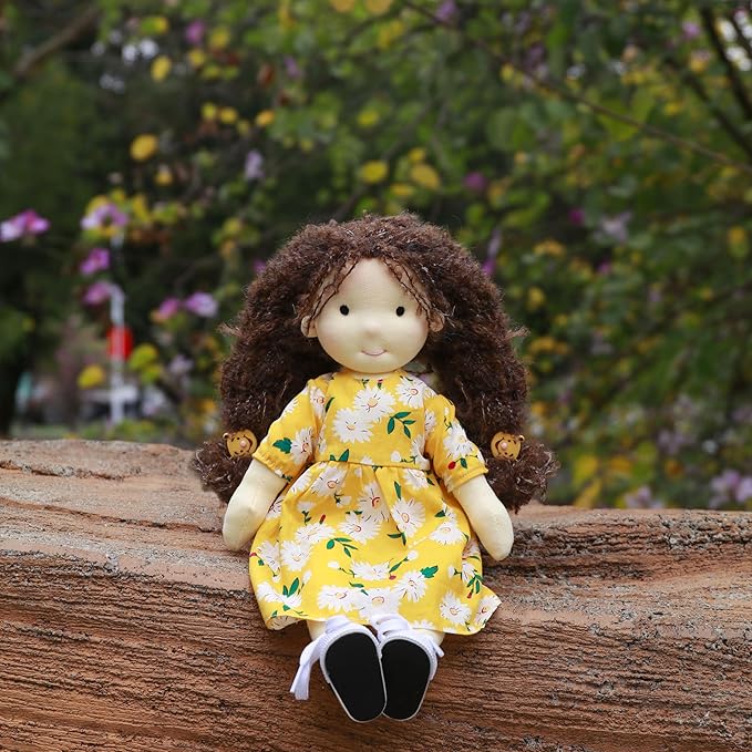 BlissfulPixie Dagmar 12" Soft Girl Rag Doll, Ideal First Doll for Babies & Toddlers