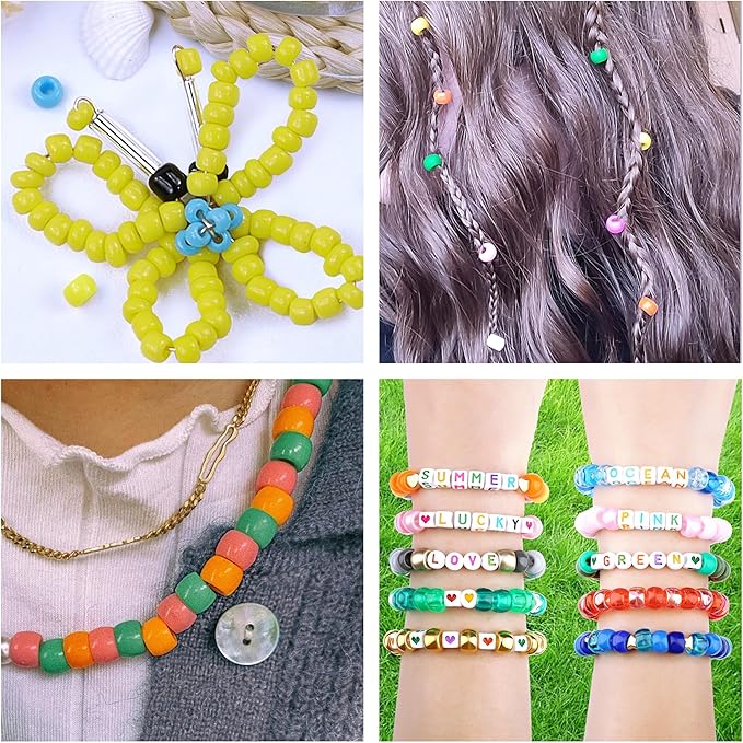 XIANNVXI 24Colours Yellow Pony Beads for Bracelet Friendship 720pcs Letter Kandi Yellow Pony Beaded Kit Bracelet Making Kit for Jewelry DIY Crafts