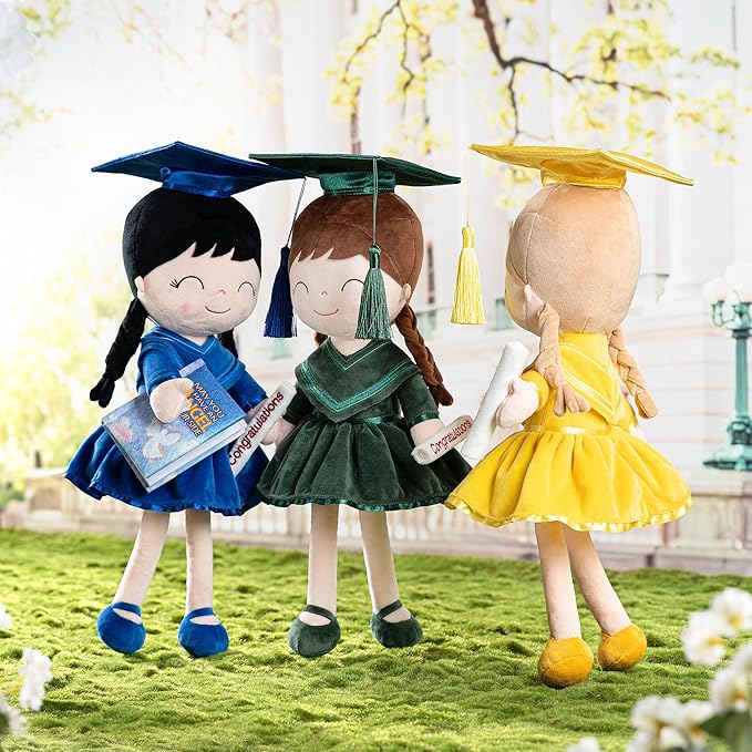 Gloveleya Baby Girl Gifts Graduation Plush Girls Dolls Congratulation Gift for Kindergarten Royal Blue 16 inch