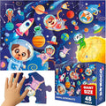 QUOKKA Giant Floor Puzzle for Kids Ages 4-6 – 2x3 Feet Extra-Thick 48 Pieces Toddler Puzzle Ages 3-5 – Space Educational Activity for Boys Girls – Premium Box with Sturdy Handle & Magnetic Closure