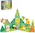 PicassoTiles Magnet Tile Building Blocks Forest Animal Themed Playset with 8 Character Action Figures Educational STEM Learning Construction Kit Pretend Play Magnetic Tiles Toddler Kids Ages 3+ PTQ26