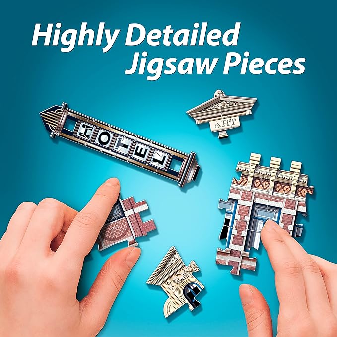 Wrebbit3D Hotel 3D Puzzle | Urbania Collection | 295 Jigsaw Puzzle Pieces | Charming and Unique Streetscape of a Small Town