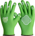 COOLJOB Small Toddler Gardening Gloves for Little Boys Girls Ages 2-4, Breathable Kids Work Gloves with Grippy Animal Paw Dots for Children Yard Landscape, Green Frog, 1 Pair