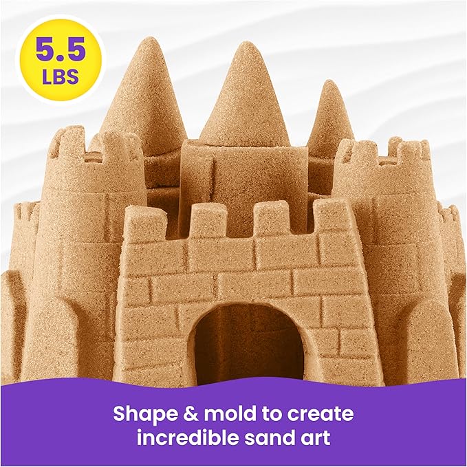 Kinetic Sand, 5.5lbs (2.5kg) Natural Brown Play Sand, Bulk Box for Arts and Crafts, Sandbox (Packaging May Vary), Moldable Sensory Toys, Ages 3 and up