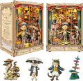[2025 New] Puppet Theater Book Nook Kit with Dust Cover & LED Light, DIY Miniature House Kit Toy, 3D Wooden Puzzle Bookshelf Decor Building Kit, Birthday Gifts for Family & Friends