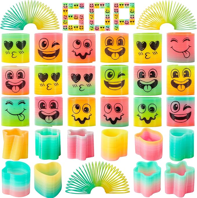 JOYIN 30 Pcs Spring Rainbow Party Favor, Mini Plastic Coil Spring Toy, Fidget Stress Coil Mini Springs Bulk Toys for Carnival Prize Birthday, Halloween Goodie Bag Stuffers