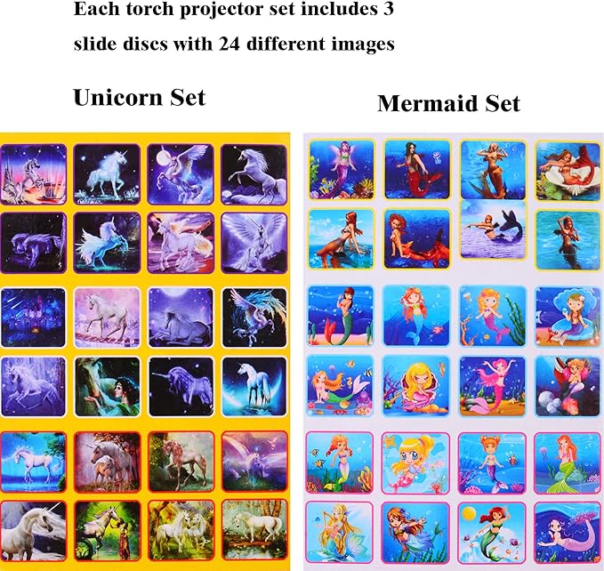 Georgie Porgy Children Projector Toys Educational Science Set Wall Ceiling Tent Torch Flashlight for Kids Gifts for Boys Girls (Unicorn + Mermaid)