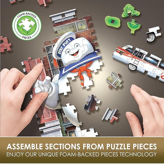 Wrebbit3D Ghostbusters 3D Puzzle Model of Firehouse Headquarters | Includes Ecto 1, Slimer and Features Stay Puft Marshmallow Man | Build and Bust Ghosts in New York