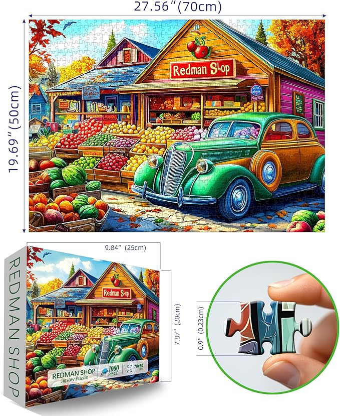 Colorful Fruit Shop 1000 Piece Jigsaw Puzzle for Adults, Impossible Hard Unique Difficult Challenging Puzzles for Adults Fun, Vibrant Imagery Jigsaw Puzzles for Game Nights Family,Friends