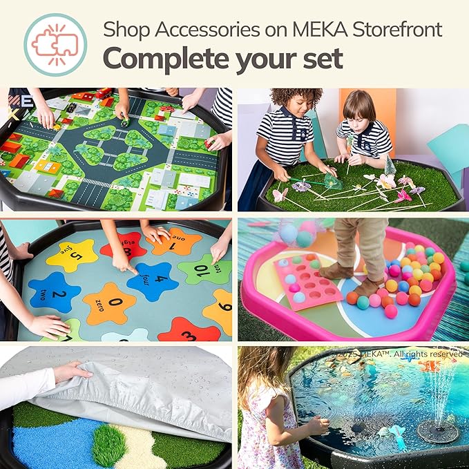 MEKA Tuff Tray for Sensory Play, Sensory Tray for Kids, Toddler Water Table, Tuff Spot Sensory Bin for Toddlers (Blue, Small (28" x 28"))