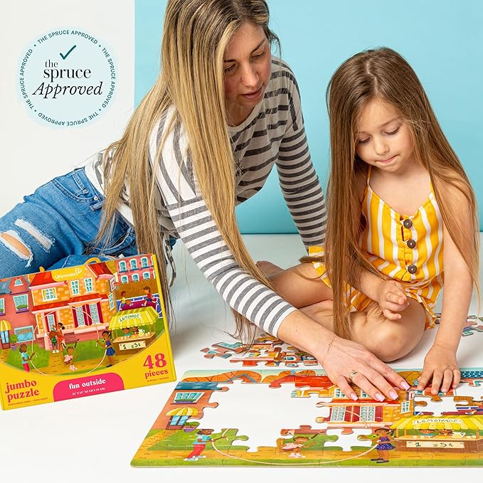 Upbounders- Fun Outside 48 Piece Floor Puzzle, Multicultural Beginner Jigsaw Puzzle with African American Children Boys Girls at Play, Ages 4+