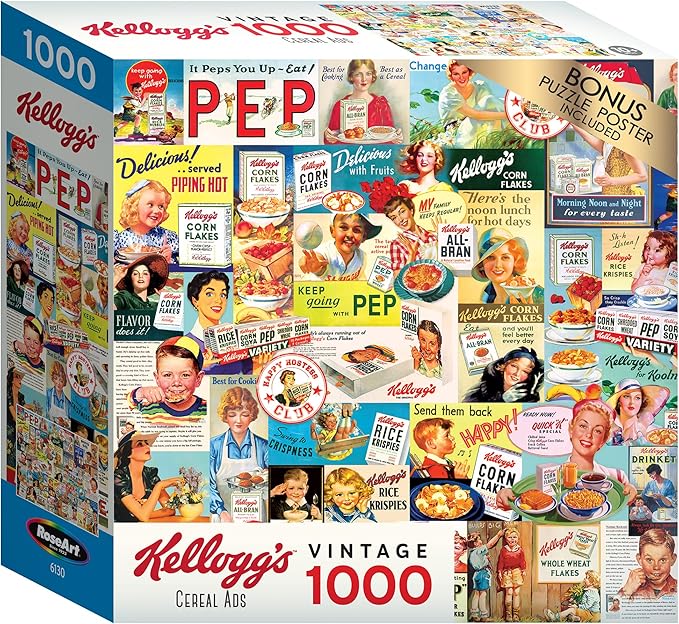 RoseArt - Kellogg's - Cereal Ads - 1000 Piece Jigsaw Puzzles for Adults