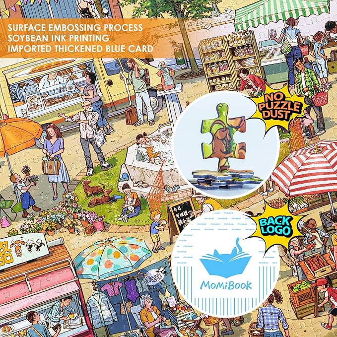 MOMIBOOK Puzzles for Adults 1000 Piece Jigsaw Puzzles of Let's Go! to The Market, Painting Image Difficult Challenging Hard Impossible Puzzle, Cute Funny Toys & Games Christmas Birthday Gifts