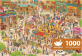 MOMIBOOK Puzzles for Adults 1000 Pieces Jigsaw Puzzles of Happy Shopping at The Market, Painting Image Town Difficult Challenging Hard Impossible Puzzle Unique Funny Party Christmas Birthday Gifts