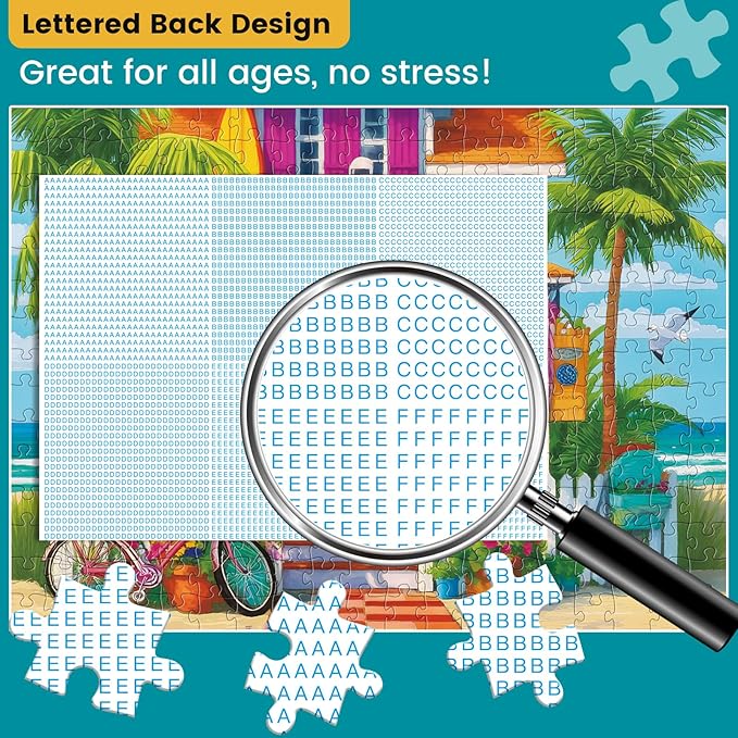 300 Piece Puzzles for Adults,Unique Colorful Beach House Puzzle for Kids Adult Seniors,Cute Kitten Jigsaw Puzzle for Kids Ages 8-10 10-12,Challenging Family Game Gift for Friends Men Women,20.5*15 In