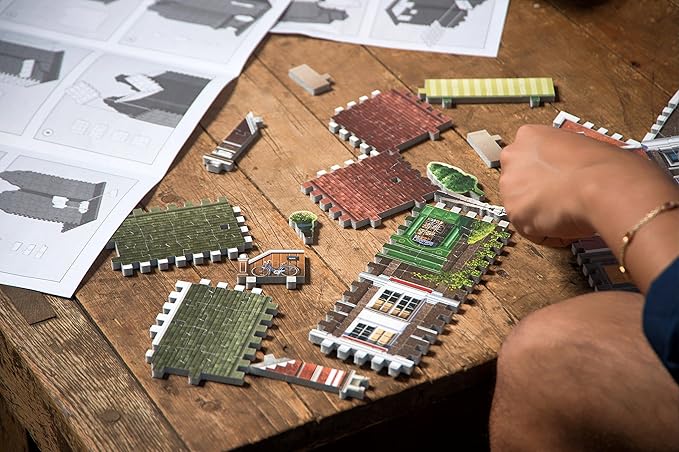 Wrebbit3D Café 3D Puzzle | Urbania Collection | 285 Jigsaw Puzzle Pieces | Charming and Unique Streetscape of a Small Town