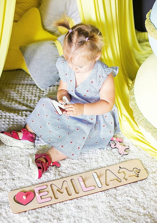 Personalized Wooden Name Puzzle Baby Name Puzzle Customized Educational Toys for Toddler Sensory Toys 1st Birthday Girl Custom Gifts for Kids Personalized Baby