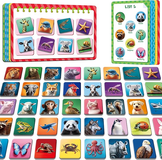 SpriteGru Magnetic Animal Matching Game, Funny Animals Learning Game, Race to Collect Your Lists Educational Toy for Boys & Girls at Home