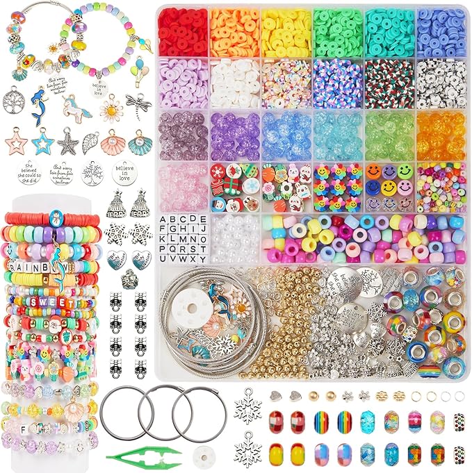 OCARDI Bracelet Making Kit,Art and Charms with Pony Beads&Clay Beads&Glass Seed Beads for Jewelry Making,Unicorn&Mermaid Crafts Birthday Christmas Gifts for Teen Girls,Toys for Teens