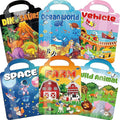 6Set Puffy Sticker Books for Kids, 3D Reusable Stickers Books for Toddlers 3-5,Farm+Animal+Dinosaurs+Ocean World+Space+Vehicle