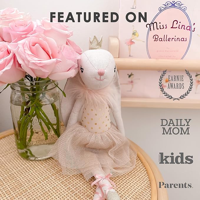 MON AMI Bijoux The Bunny Princess Ballerina Stuffed Doll – 15”, Soft Plush Animal Doll, Use as Toy or Room Decor, for Kids of All Ages
