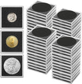 40 Pcs Coin Holders for Collectors, Clear Coin Cases with 5-Size Sponge Gaskets 20/25/30/35/40mm, Plastic Coin Slabs and Coin Protectors for Silver Dollar Collectors Collection Supplies, Black