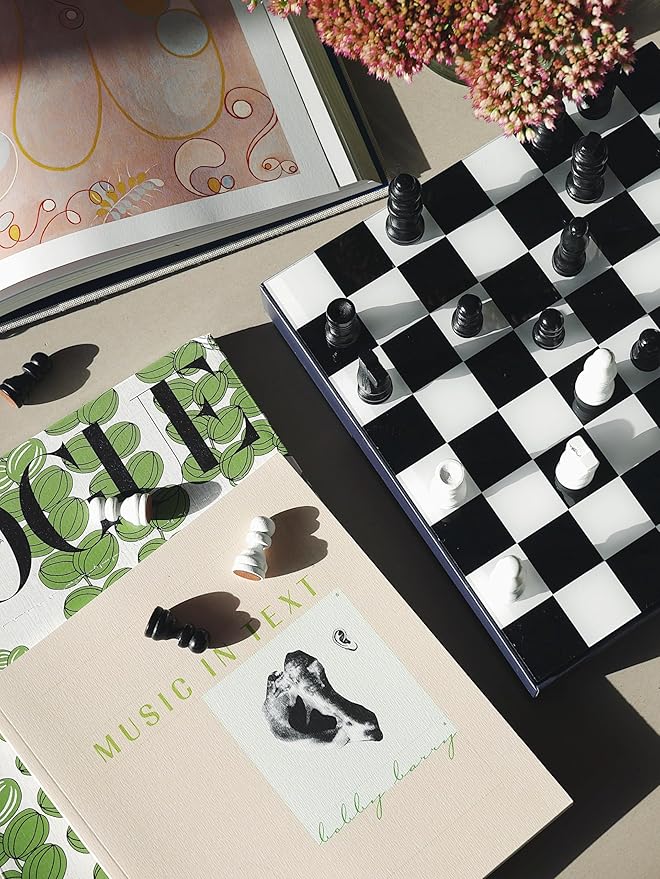 Printworks Art of Chess – Black & White Wooden Chess Set with Acrylic Board – Stylish Coffee Table Game for Adults & Kids Ages 5+ – Multilingual Instructions Included