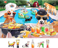 Dog Pool Party Puzzle for Adults 500 Piece Summer Funny Animal BBQ Jigsaw Puzzles with Letters on Back Unique Fun Family ChallengingPuzzles for Seniors Family (23"x15")
