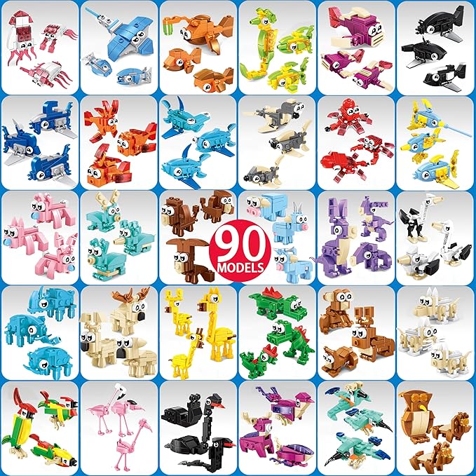 30 Pack Bulk Party Favors for Kids – Mini Ocean Animal Building Blocks Toys Set Compatible with Major Brands,Birthday,Bag Fillers Easter,Christmas,Valentine's Day Gifts for Boys Girls Ages 6-12