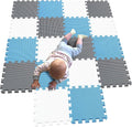 MQIAOHAM® 18 Pieces Puzzle Play Mats, Soft Baby Play Mat, Kids Interlocking Foam Floor Tiles, Toddlers Carpet Playmats G301018-101107112