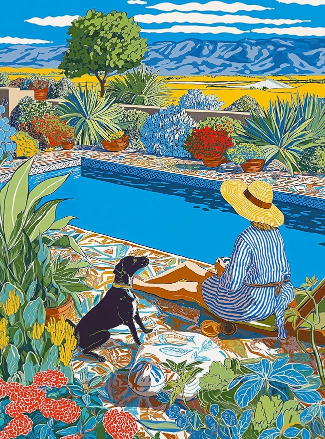 Cross & Glory - Desert Poolside Oasis - 1000 Piece Jigsaw Puzzle for Adults | Vibrant Desert Landscape and Pool Scene for Nature Lovers
