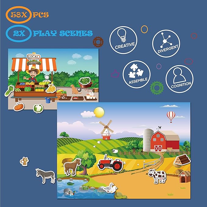 Magnetic Portable Playboard Farm Life (58 Pcs)