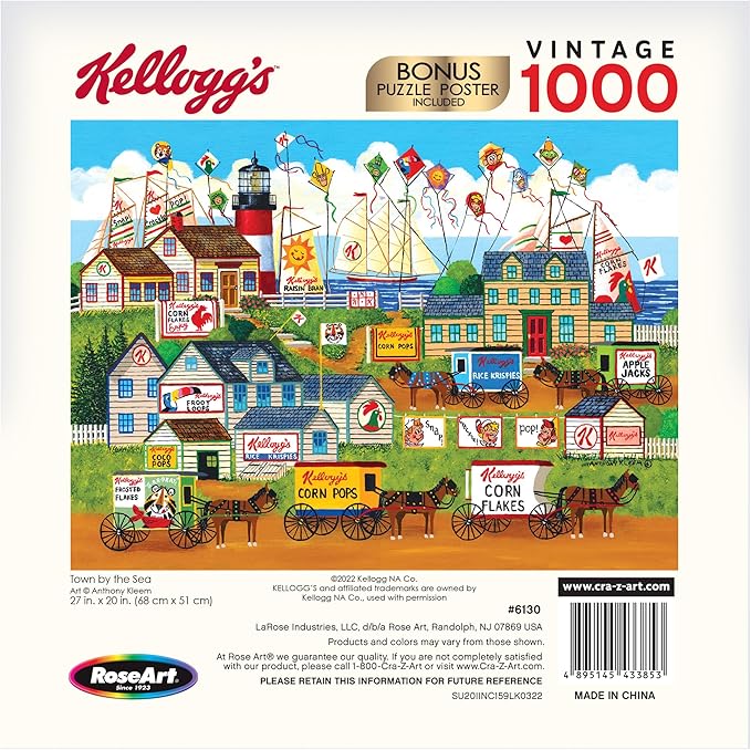 RoseArt - Kellogg's - Town by The Sea - 1000 Piece Jigsaw Puzzles for Adults