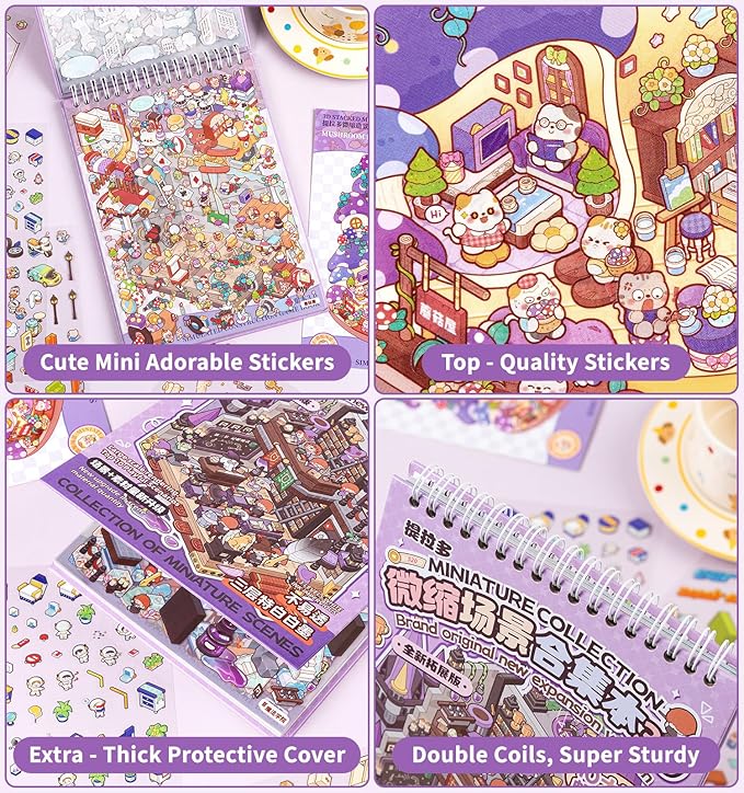 DIY 3D House Stickers, 10 Sets Fun DIY Sticker Scene Make Your Own Mini House Cute Cartoon Animal Scene Stickers for Kids Adult Sticker Art Relief Stress Pass The Time