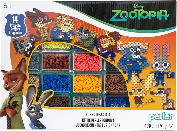 Perler 80-57276 Disney's Zootopia Fused Bead Craft Activity Kit with 14 Projects, Multicolor, 4303 Pieces