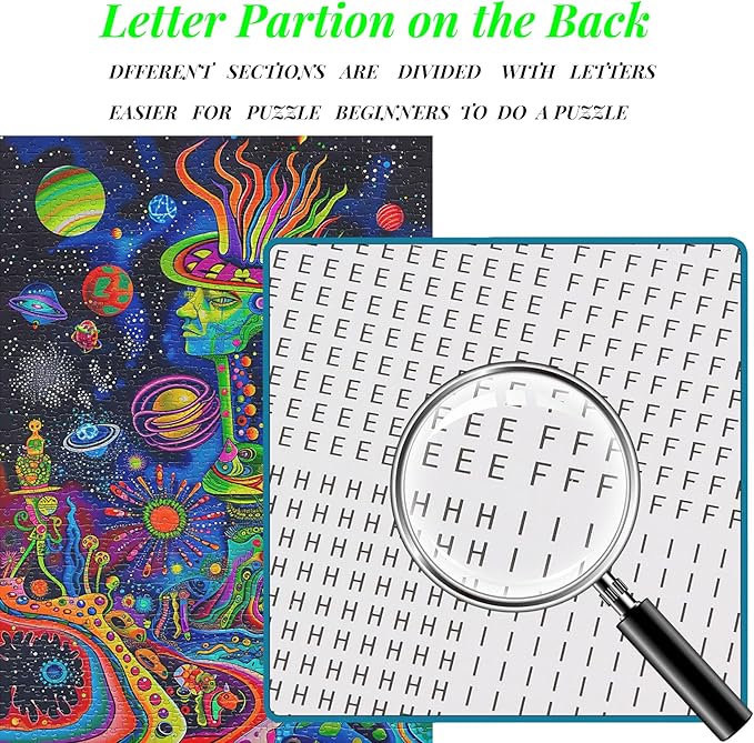 Bgraamiens Puzzle-Alien Land-1000 Pieces Rectangle Puzzle Fun Alien Theme Graffiti Colorful Jigsaw Puzzle for Adults and Kids(Alien Land)