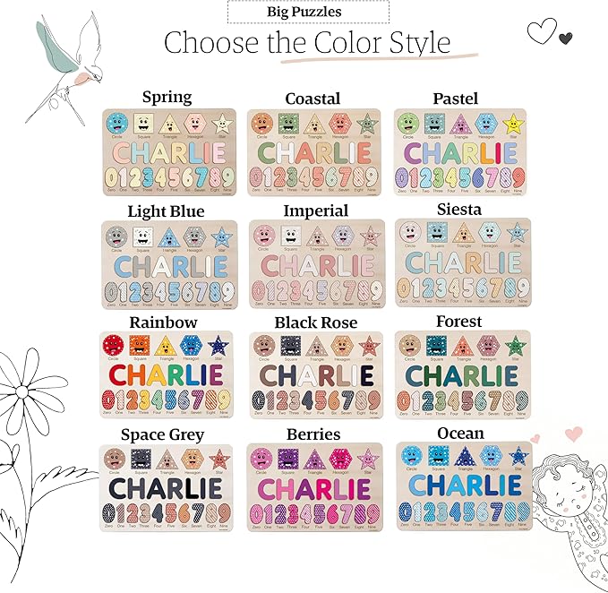 Personalized Name Puzzle for Babies & Toddlers - Zuzu Puzzle Wooden Toy, for 1-Year-Olds, Christmas & Special Occasions (0-36 Months)