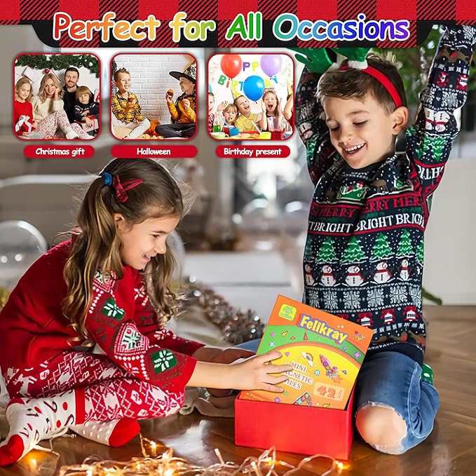 Mini Magnetic Tiles 42pcs, Kids STEM Magnet Toys for Toddler Magnetic Blocks Building Preschool Learning Sensory Montessori Toys for 3+ Year Old Boys and Girls Creativity Kids