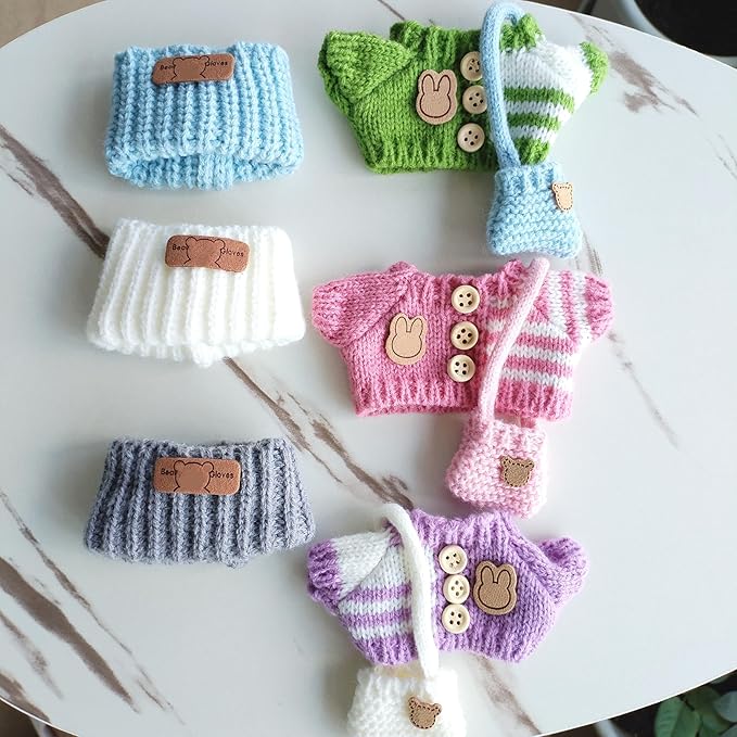 15cm & 17cm Doll Clothes Outfits Set - Premium Dress Up Bundle with Exquisite Accessories | Soft Fabric Fashion Doll Costume for 15-17cm Dolls (3set Pink+Purple+Green)