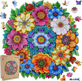 Wooden Puzzles for Adults 200 Pieces, Christmas Colourful Flower Plants Jigsaw Puzzles for Adults, Unique Shape Animal Puzzles, Irregular Wood Gift for Family Game (12.4x11.4 in)