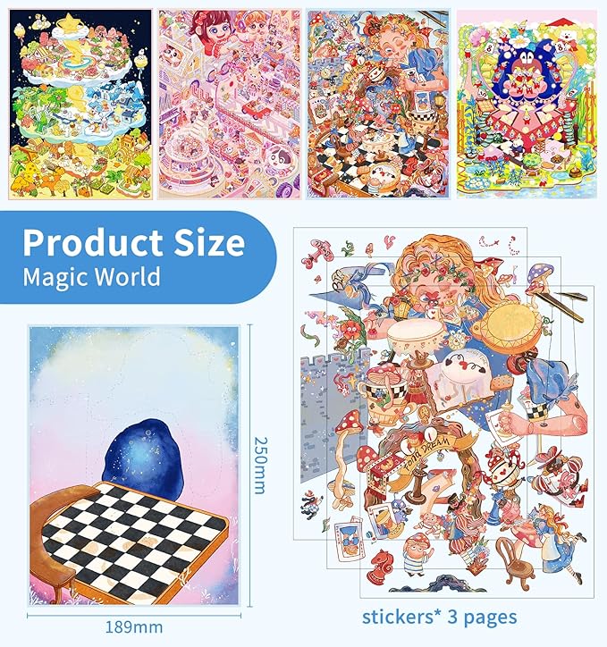 DIY 3D House Stickers, 4 Sets Fun DIY Stickers Scene Make Your Own Mini House Cute Cartoon Animal Scene Stickers for Kids Adult Sticker Art Relief Stress Pass The Time-Extral Large