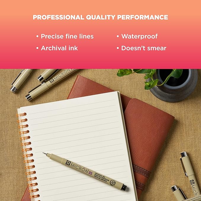 SAKURA Pigma Micron Fineliner Pens - Archival Black Ink Pens - for Writing or Drawing for Artists, Crafters & DIY Gifts Projects - Assorted Point Sizes - 72 Count