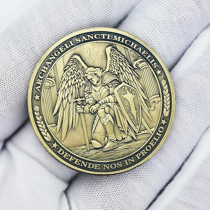 The Archangel Michael Challenge Coin Christian Coin Bible Verse Angel Coin As Catholic Gifts (Pack of 3)