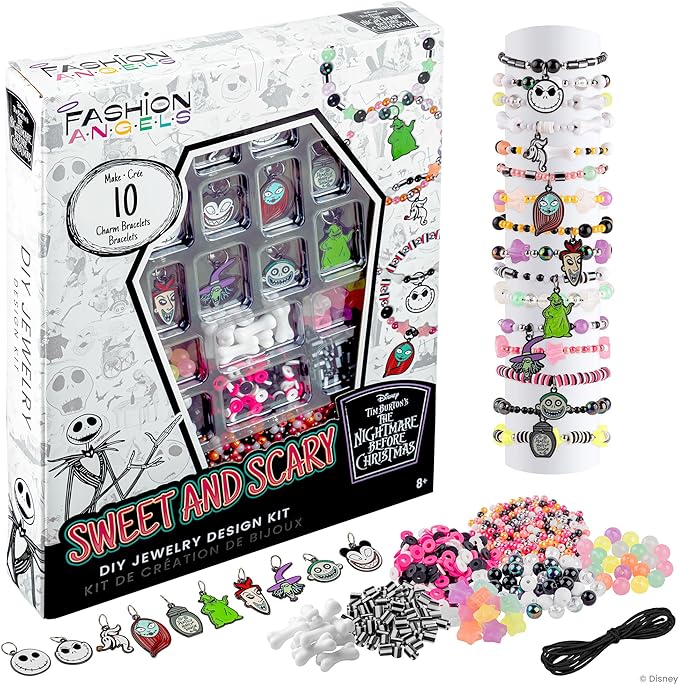 Fashion Angels Disney Tim Burton's The Nightmare Before Christmas Sweet & Scary Jewelry Kit, Includes 800+ Beads, Trendy DIY Jewelry Kit for Tweens & Teens